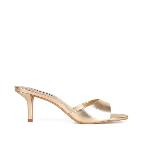 Mule Leah Couro Metalizado Ouro