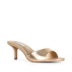 Mule Leah Couro Metalizado Ouro