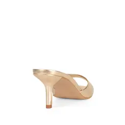 Mule Leah Couro Metalizado Ouro