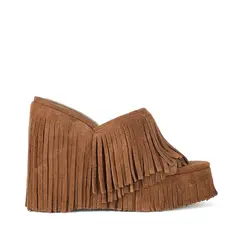 Mule Plataforma Amy Camurça Amendoa