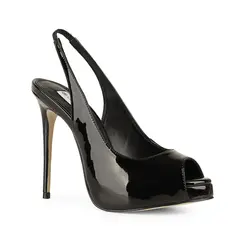 Peep Toe Elisa Verniz Preto Pronta Entrega