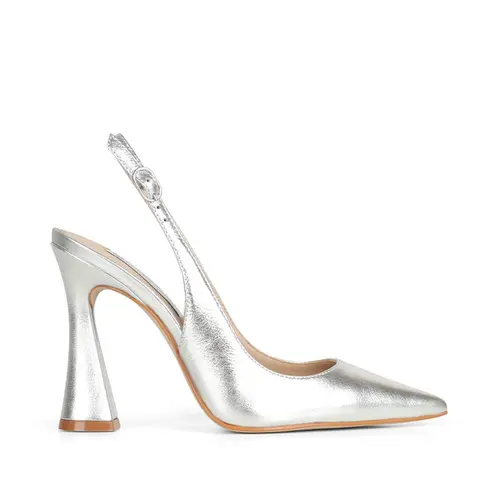 Scarpin Clarice Couro Metalizado Prata