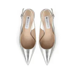 Scarpin Clarice Couro Metalizado Prata