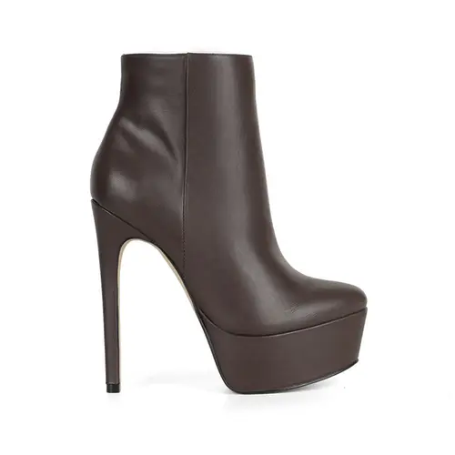 Bota Plataforma Eloah Couro Marrom