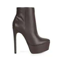 Bota Plataforma Eloah Couro Marrom