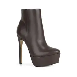 Bota Plataforma Eloah Couro Marrom