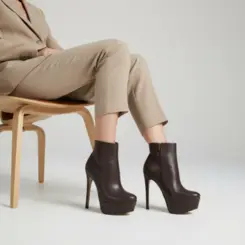 Bota Plataforma Eloah Couro Marrom
