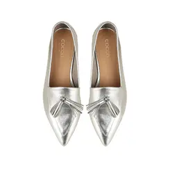 Mocassim Bianca Couro Prata
