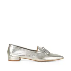 Mocassim Bianca Couro Prata
