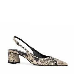 Sandalia Slingback Ritta Couro Snake Escuro