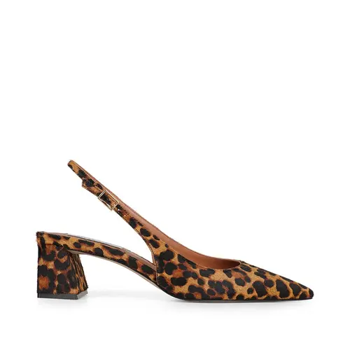 Sandalia Slingback Ritta Couro Pelo Leopard