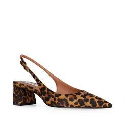 Sandalia Slingback Ritta Couro Pelo Leopard