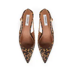 Sandalia Slingback Ritta Couro Pelo Leopard
