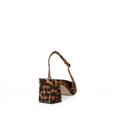 Sandalia Slingback Ritta Couro Pelo Leopard