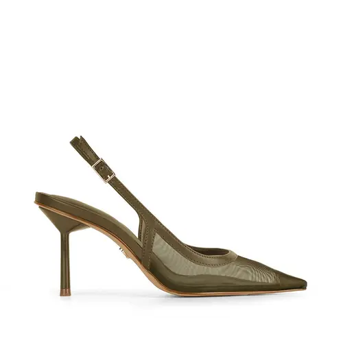 Scarpin Erika Tela Verde Oliva