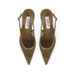 Scarpin Charlote Tela Verde Oliva