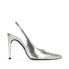 Scarpin Camila Couro Metalizado Prata