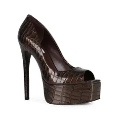 Peep Toe Giorgia Couro Verniz Chocolate