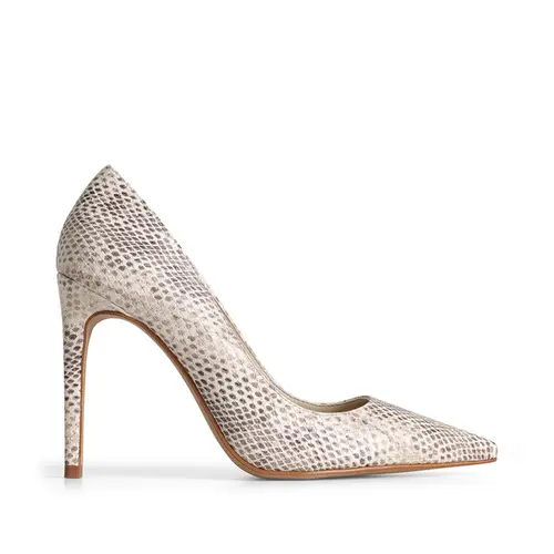 Scarpin Deborah Couro Snake Claro