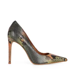 Scarpin Deborah Couro Snake Verde