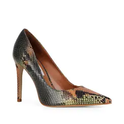 Scarpin Deborah Couro Snake Verde