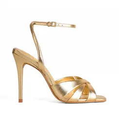 Sandalia Glen Couro Metalizado Ouro