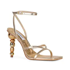 Sandalia Lauren Couro Metalizado Ouro