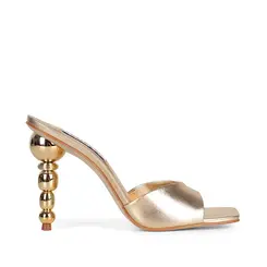 Mule Nicole Couro Metalizado Ouro
