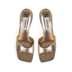 Mule Nicole Couro Metalizado Ouro