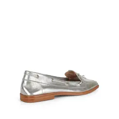 Mocassim Paris Couro Prata