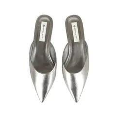 Mule Capri Couro Prata