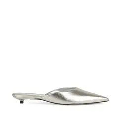 Mule Capri Couro Prata