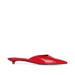 Mule Capri Couro Vermelho