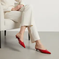 Mule Capri Couro Vermelho