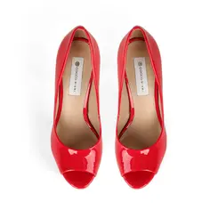Peep Toe Deisi Verniz Vermelho Pronta Entrega