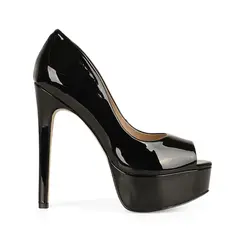 Peep Toe Deisi Verniz Preto Pronta Entrega