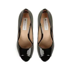 Peep Toe Deisi Verniz Preto Pronta Entrega