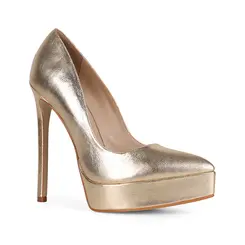Plataforma Giulia Couro Metalizado Ouro