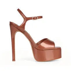 Sandalia Plataforma Nora Verniz Bronze
