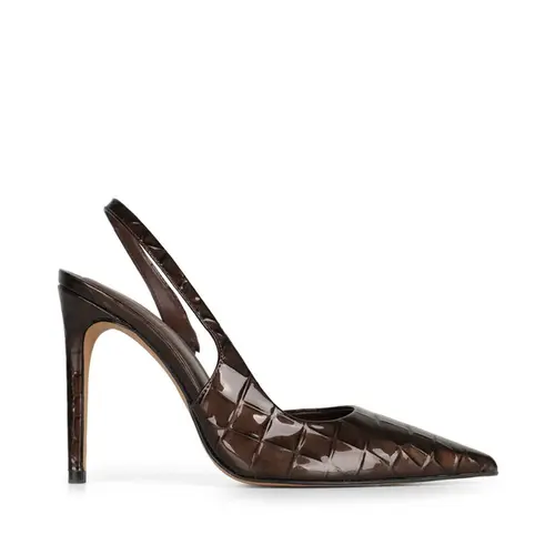 Scarpin Athena Croco Marrom