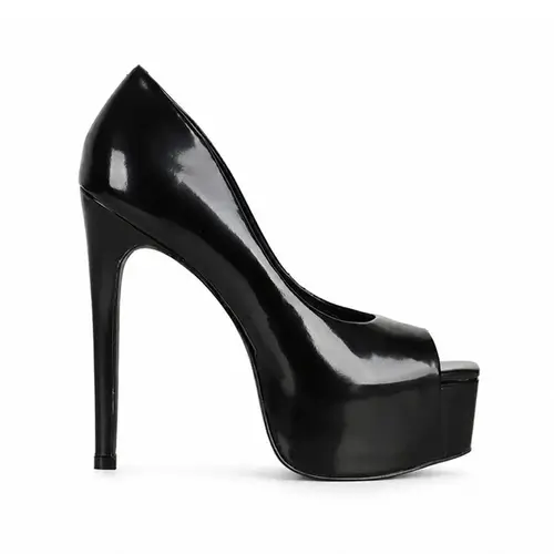 Peep Toe Bailey Couro Preto