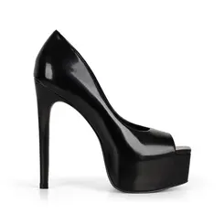 Peep Toe Bailey Couro Preto