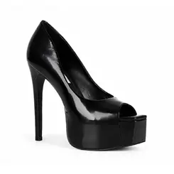 Peep Toe Bailey Couro Preto
