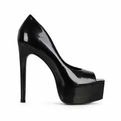 Peep Toe Bailey Couro Preto