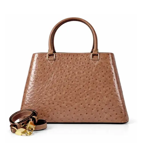 Bolsa de Couro Estampa Avestruz The Aurora Bag Marrom