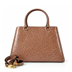 Bolsa de Couro Estampa Avestruz The Aurora Bag Marrom