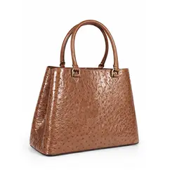 Bolsa de Couro Estampa Avestruz The Aurora Bag Marrom