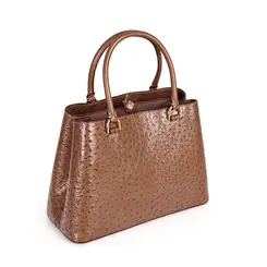 Bolsa de Couro Estampa Avestruz The Aurora Bag Marrom