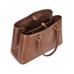 Bolsa de Couro Estampa Avestruz The Aurora Bag Marrom