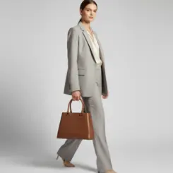 Bolsa de Couro Estampa Avestruz The Aurora Bag Marrom